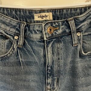 Edgely Women's Blue Boyfriend Jeans with rhinestones Size 8